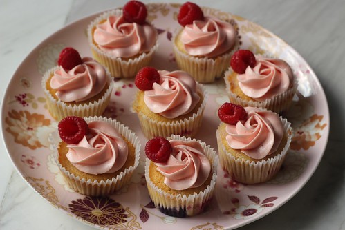 Raspberry and rose cupcakes