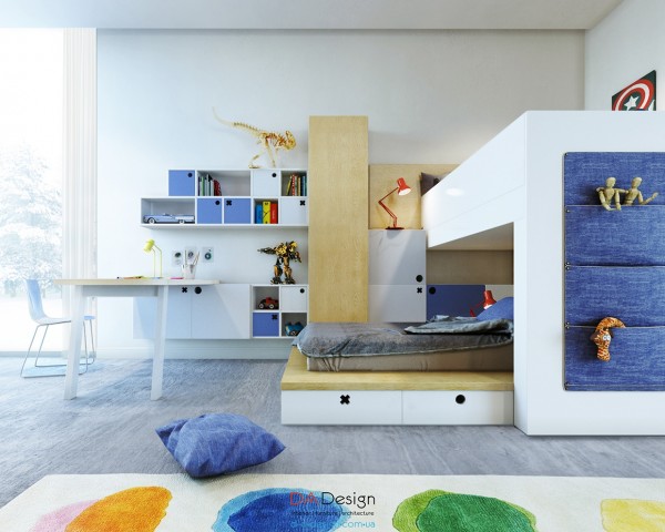 Phòng cho trẻ em với nội thất đầy màu sắc
