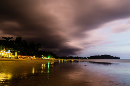 longexposure sunset storm beach water weather clouds dark thailand lights evening sand changwatkrabi tambonsaladan