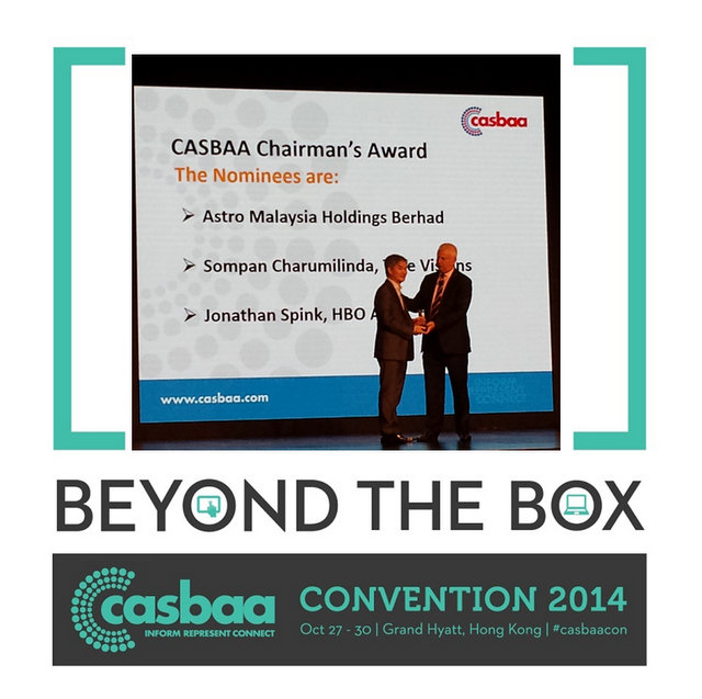 Henry Tan, COO Astro receives the CASBAA Chairman’s Award from Marcel Fenez, Chairman, CASBAA for Astro’s outstanding contribution to the APAC multi-channel pay-TV industry.