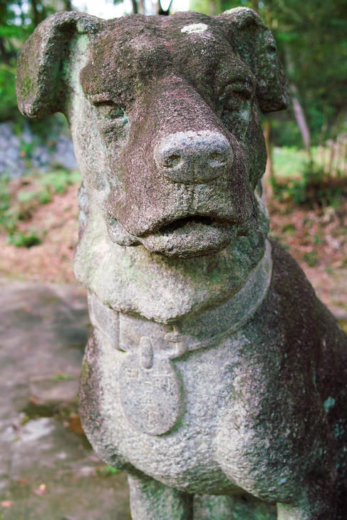 六角堂を守る犬の像