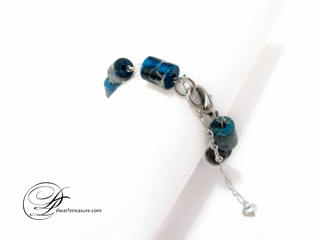 Pretty blue jasper chain adjust length bracelet