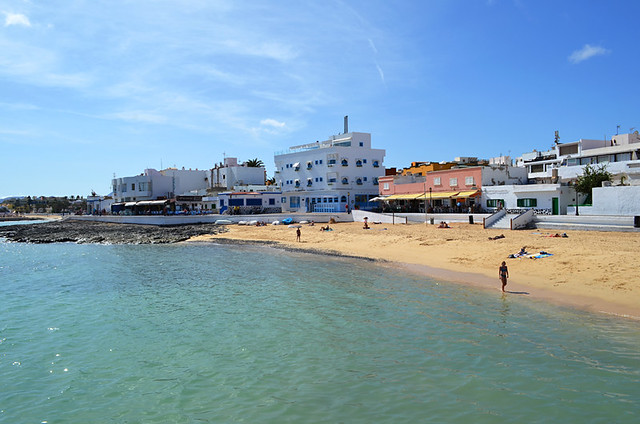 Beach, old town, Corralejo, Fuerteventura, Canary Islands
