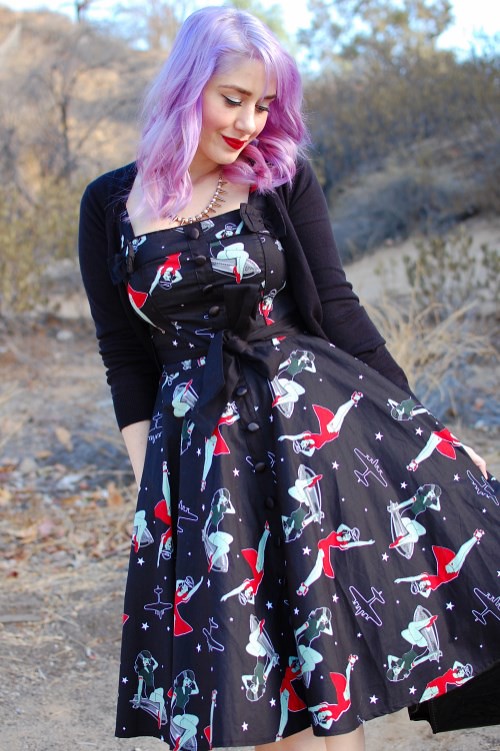 Pin Hell Bunny Dolores WWII Zombie swing dress 015