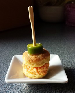 One-Bite Buttermilk Biscuit wtih Pimento Cheese & Bourbon Pickled Jalapeno
