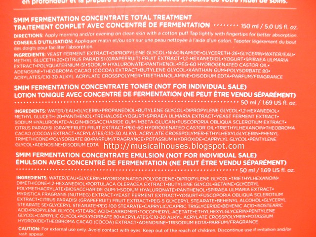 The Face Shop SMIM Fermentation Concentrate Treatment Toner Emulsion Special Set Ingredients