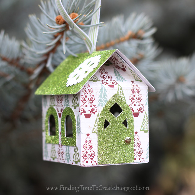 House Ornaments - light green glitter