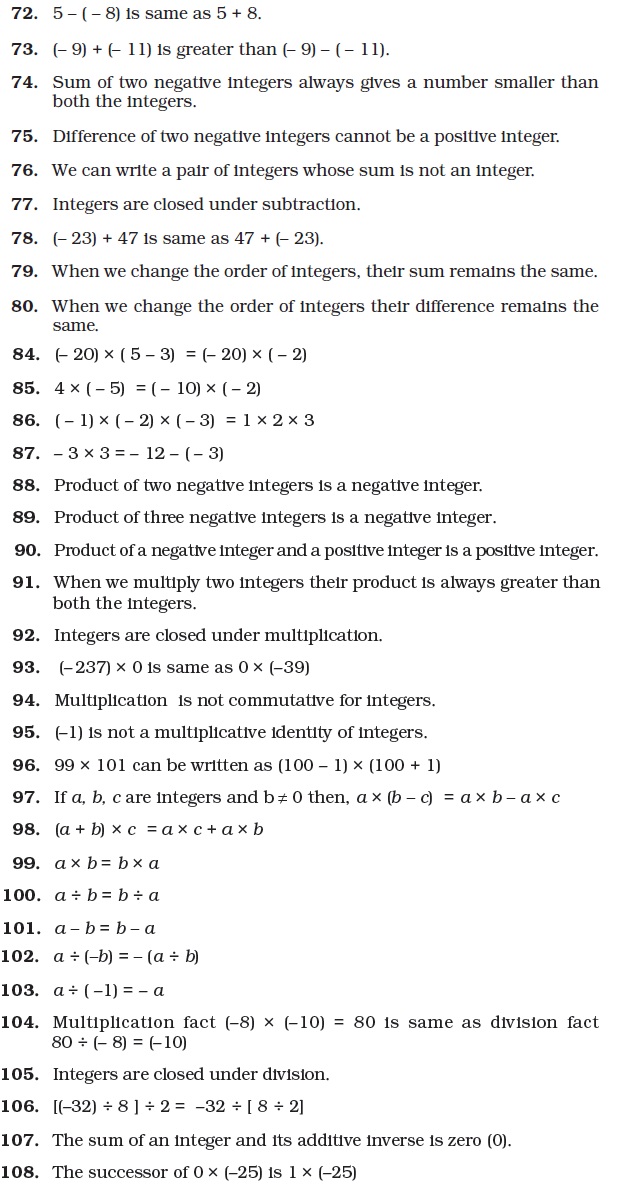 Class 7 Important Questions for Maths – Integers