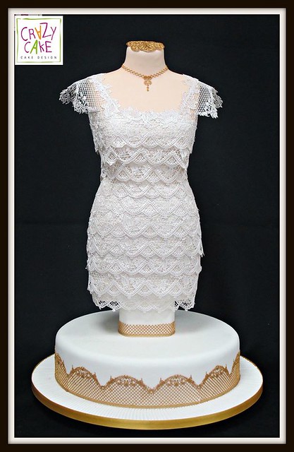 Cocktail Dress Cake (totally made of cake and decorated with sugar lace) by Rachid Braik of Crazy Cake