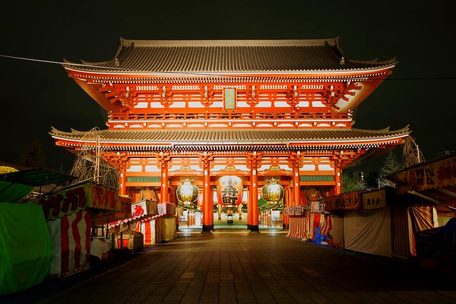 東京浅草　浅草寺の夜景