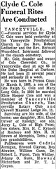 Clyde Cole, The Danville Register (Danville, Virginia), 21 Jan 1969, p. 3B