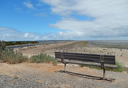 bench silent empty channel stkilda causeway tidalflats