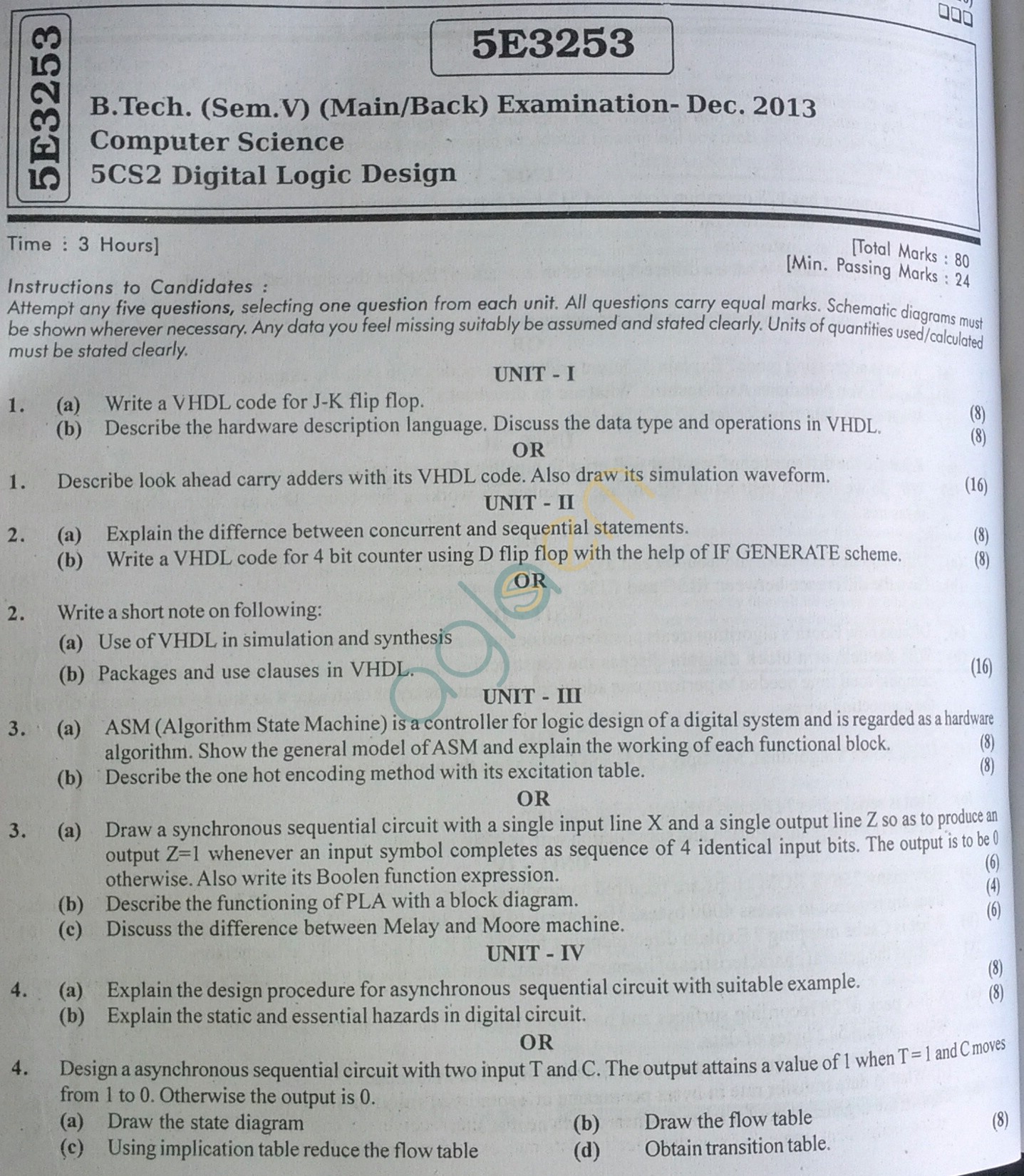 RTU: Question Papers 2013 - 5 Semester - CS - 5E3253