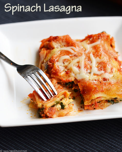 Spinach lasagna recipe (Vegetarian - Eggless) | Raks Kitchen | Indian