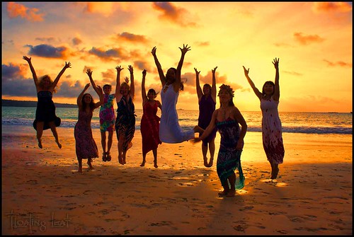 sunset bali color beach beauty yoga happy jump healthy women joy celebrate