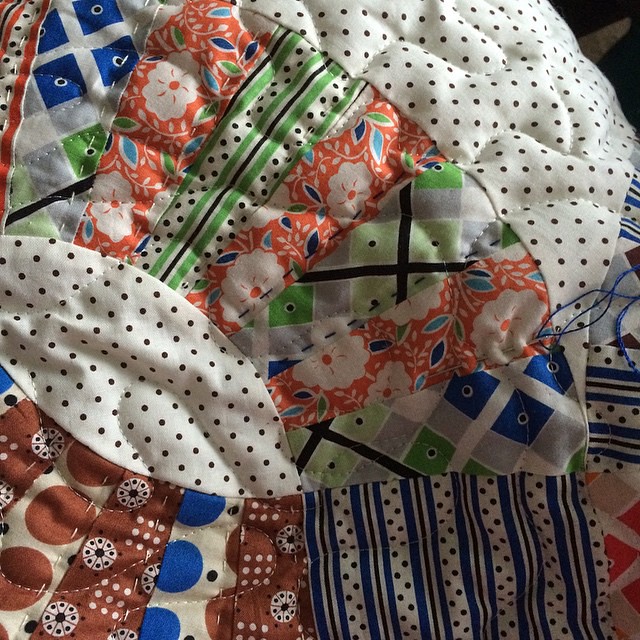 Stitching under a quilt is quite cozy! #handquilting #quilt #denyseschmidt
