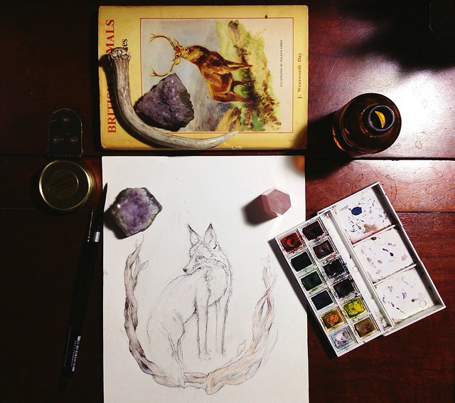 fox painting in progress.