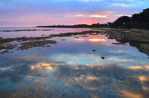 sunset sea summer reflection beach weather clouds reflections bay coast nikon shoreline australia victoria coastal shore inlet vic rockpool gippsland inverloch rockpools basscoast andersonsinlet d5100 nikond5100 phunnyfotos