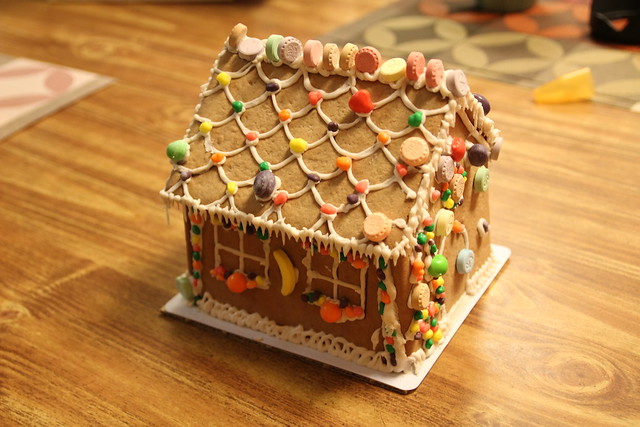 the completed gingerbread house