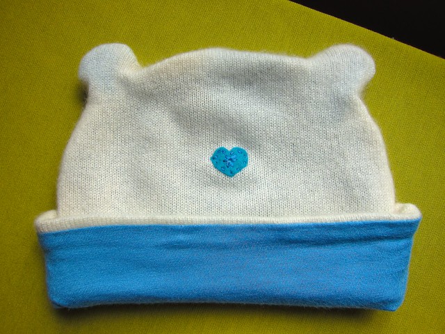 Cashmere Baby Cardigan with Bike Appliqué and Matching Hat