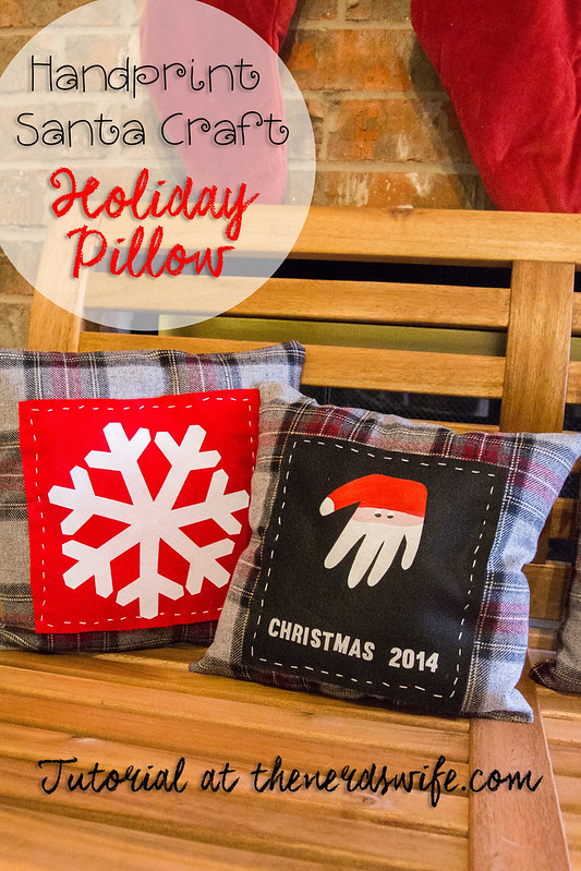 Handprint Santa Craft Holiday Keepsake Pillow