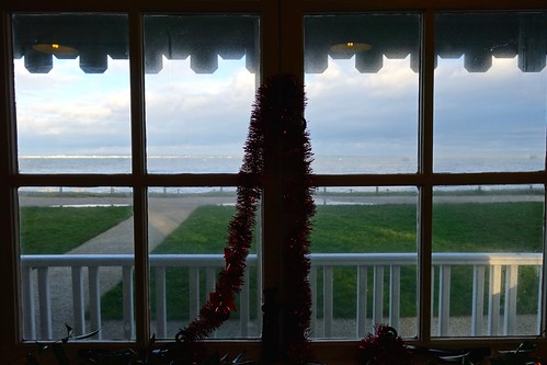 sea beach window grass clouds cafe december sony tinsel isleofwight solent osbornehouse iow 2014 englishheritage rx100m2