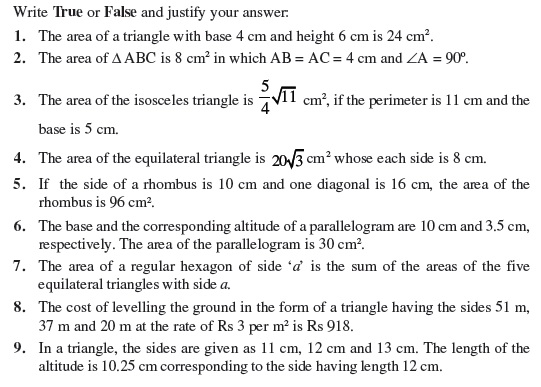 Class 9 Important Questions for Maths - Herons Formula/
