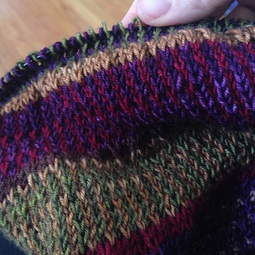 Sweater yoke in progress, blogged. #knitting #reis #westknits