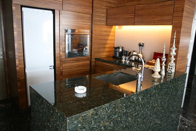 Bar and kitchen area in the Presidential Suite