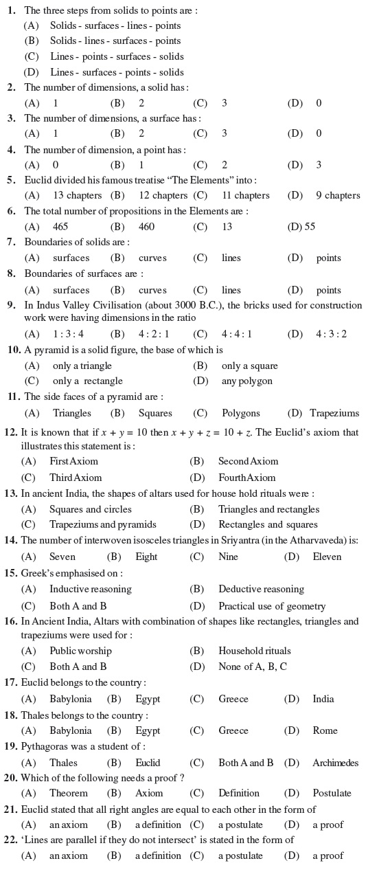 Class 9 Important Questions for Maths - Introduction to Euclid’s Geometry/