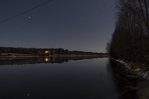 night finland river oulu oulujoki pikkarala