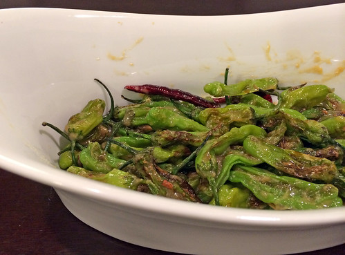 Blistered shishito peppers with miso