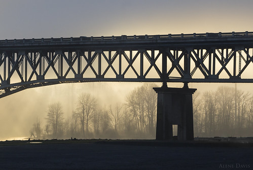 bridge sunlight silhouette fog sunrise portland landscape cityscape foggy rossislandbridge