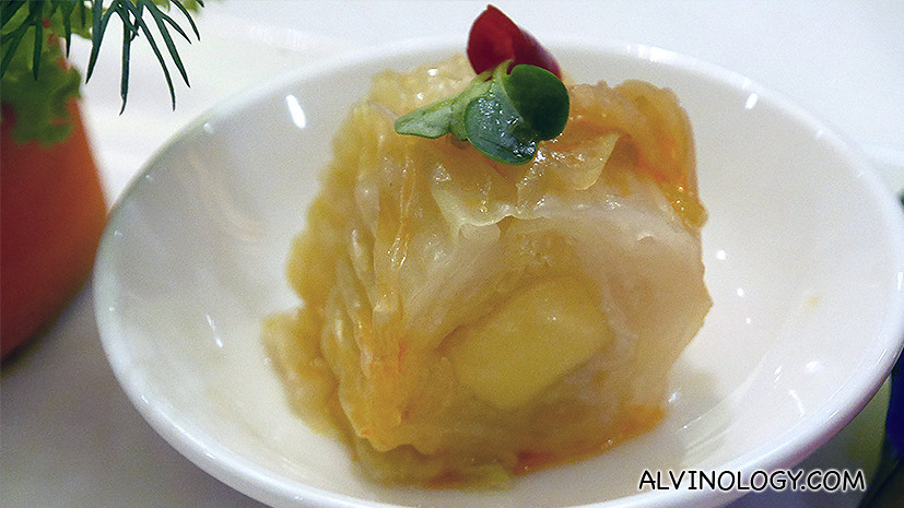 Cabbage Roll with Mango in Chili Vinaigrette