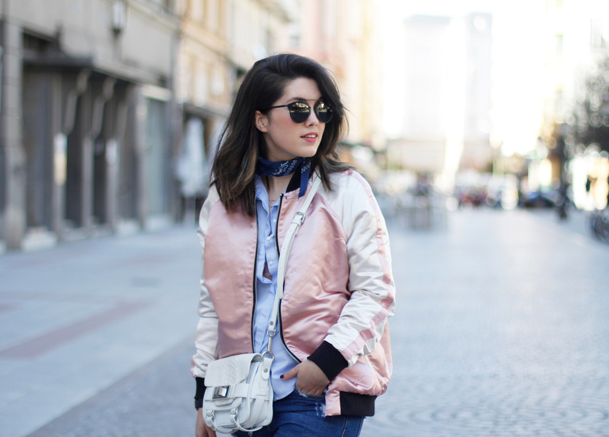 pink bomber with boyfriend jeans and ballet flats streetstyle asos myblueberrynightsblog
