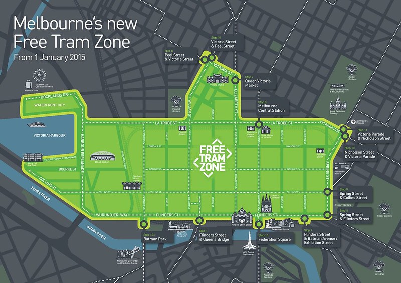 PTV free tram zone from 1st January 2015