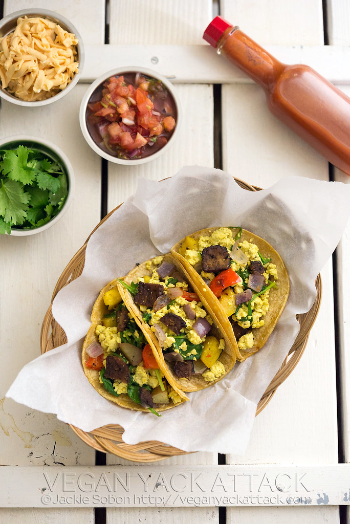 These Squash & Scramble Breakfast Tacos make for a delicious start to the day. High in protein, tasty, and easy-to-make! #vegan #glutenfree