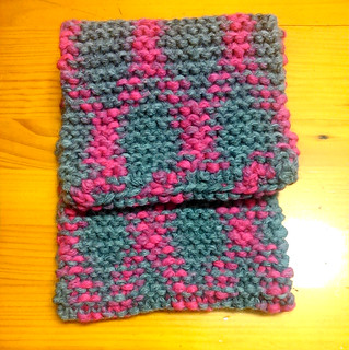 Pink and grey infinity scarf