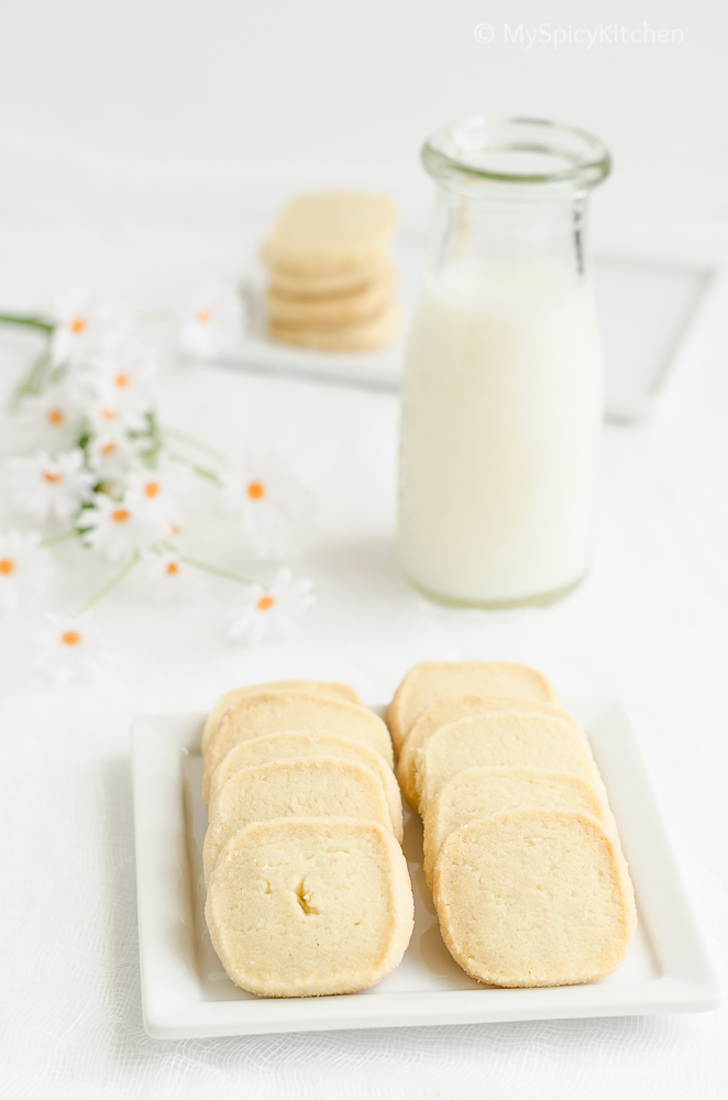 Plate of 3 Ingredient Cookies and a bottle of milk.