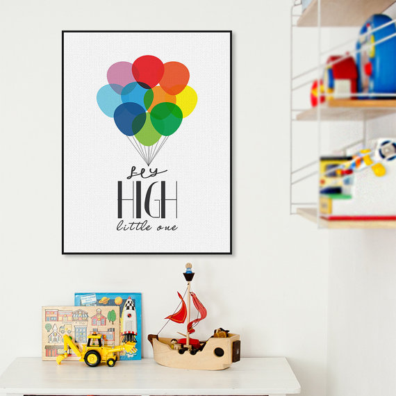 Freeshipping Nordic Minimalist Colorful Ballons Typography Fly Quotes Art Print Poster Nursery Wall Art Baby Room Canvas Painting Home Decor by PicSaying