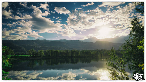 trees sunset summer sunlight mountain lake france reflection nature water clouds de europe lac sigma mont fleuri passy