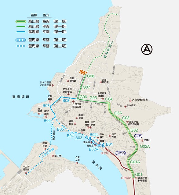 淡海輕軌規畫圖。來源：新北市捷運工程處