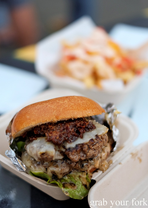 Double Fat Boy burger at Mister Gee Burger Truck, Burwood