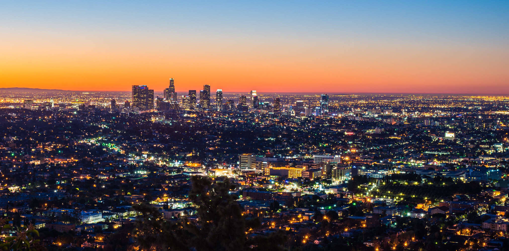 Los Angeles at Night (2048×1010) | City landscape, Los angeles at night ...