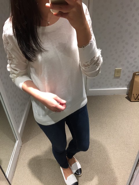 LOFT Lacy Sleeve Sweater, size XS