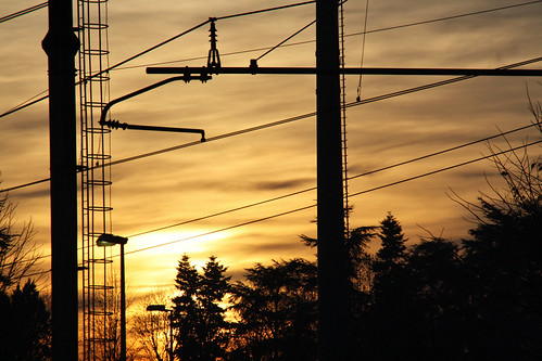railroad sunset sky sun clouds italia tramonto nuvole cielo sole railways alessandria ferrovia catenaria pontecurone