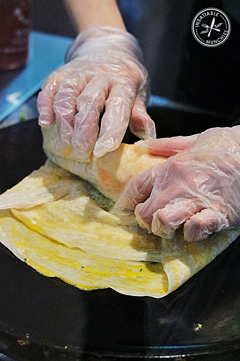 crepe being rolled up