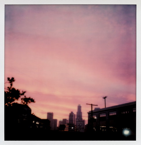 california ca city pink winter sunset toby color film silhouette skyline clouds project polaroid sx70 for los downtown cityscape skyscrapers angeles district arts solstice tip cameras type instant sonar hancock dtla cloudporn highrises impossible the 1014 sx70sonar tobyhancock impossaroid