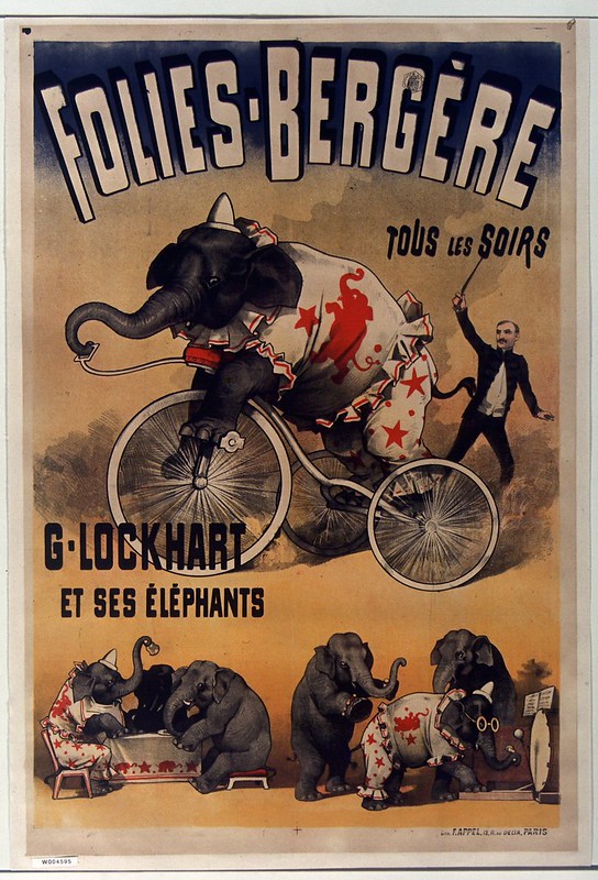 19th cent. french music-hall poster - an elephant act