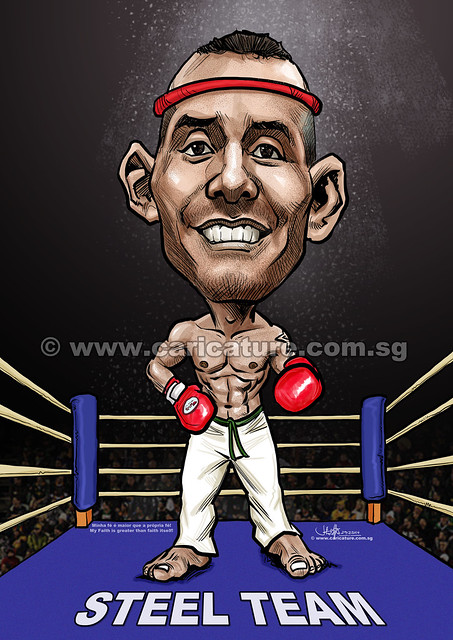 muay thai boxer digital caricature